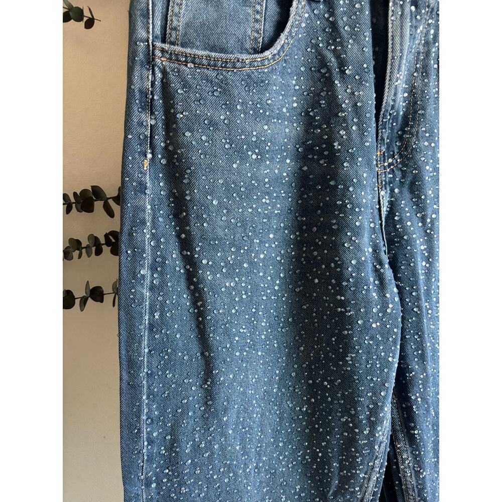 Zara Rhinestone Covered Relaxed Fit Baggy Jeans - Picture 9 of 10